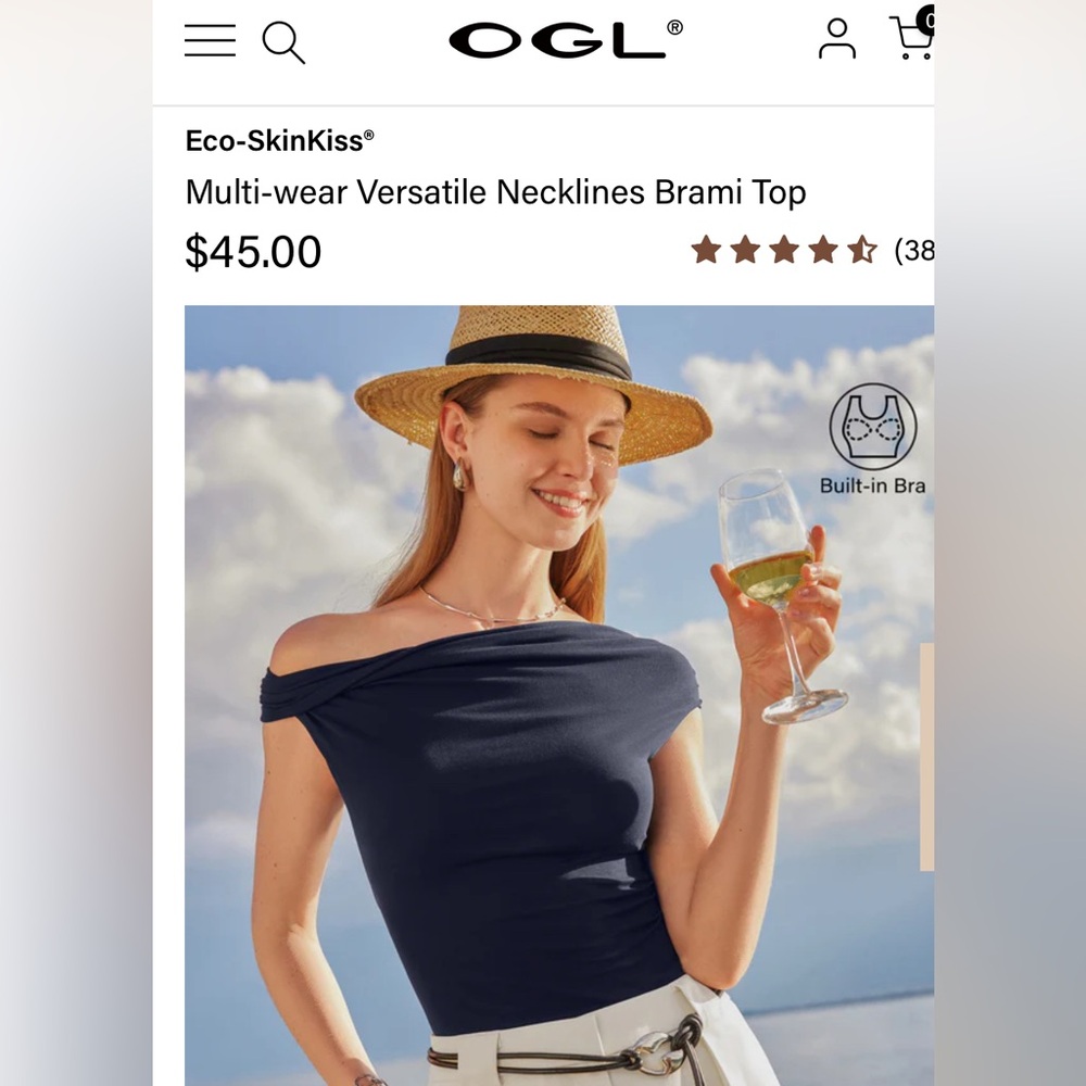 OGL Multi-wear Versatile Necklines Brami Top - Midnight Navy / L